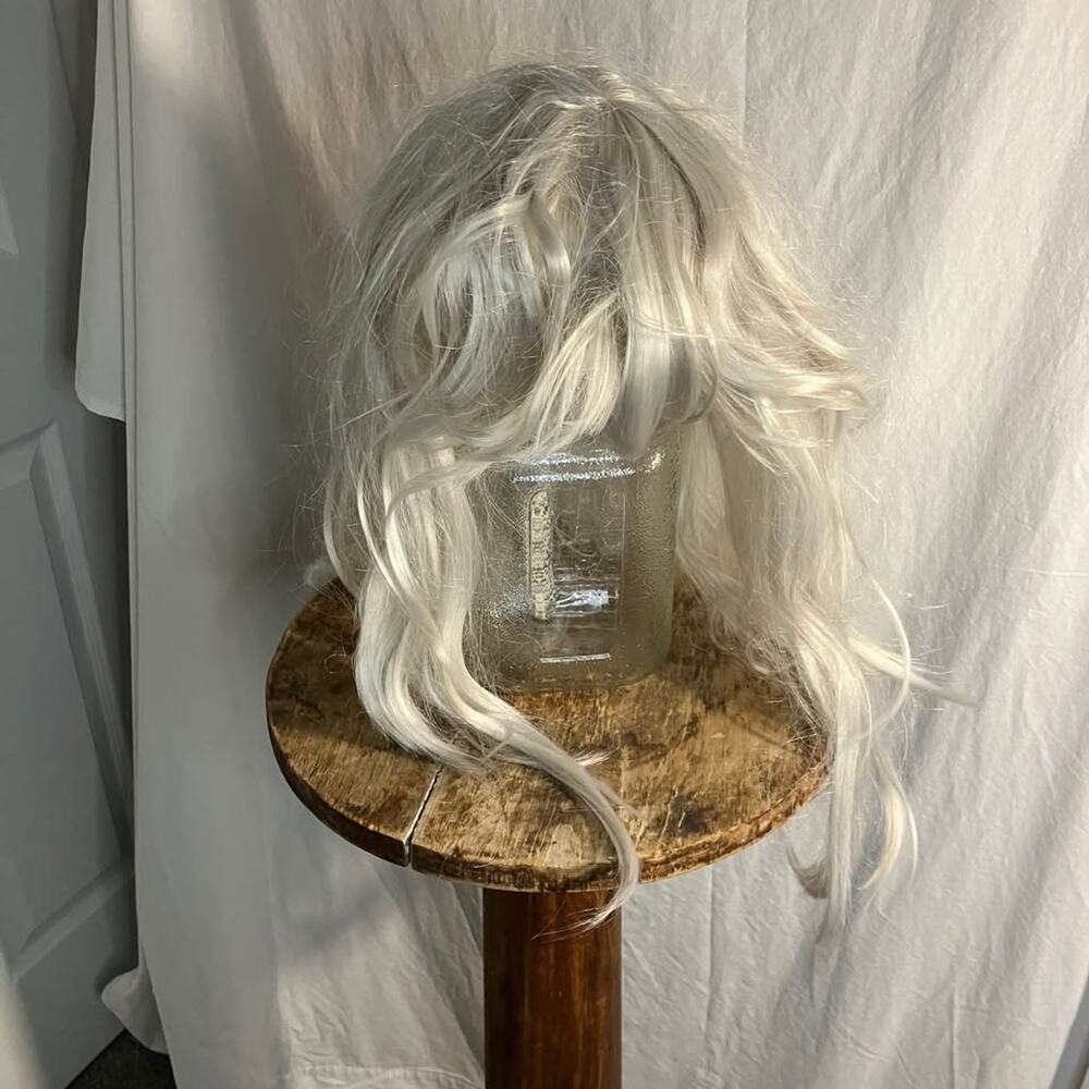 Synthetic Long Wavy Silver Wig
